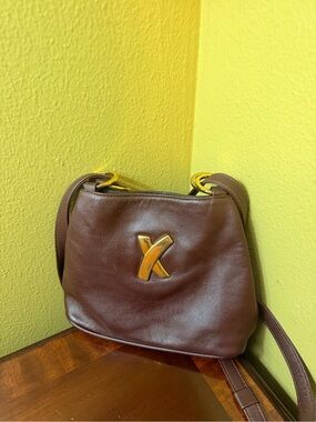Pablo Picasso Made in Italy Brown Leather Crossbody Bag with Gold Accent
